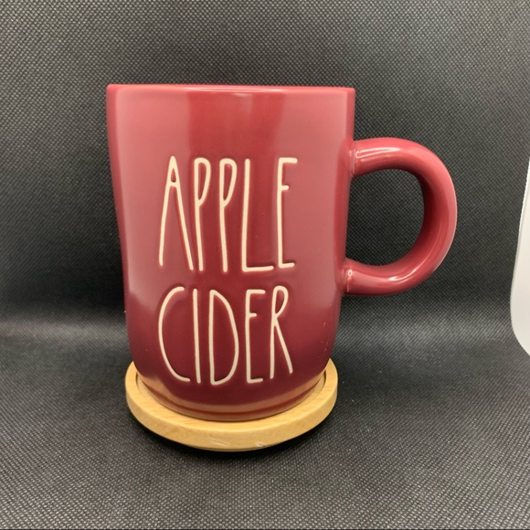 Rae Dunn APPLE CIDER Mug with Woden Coaster Lid - Picture 5 of 8